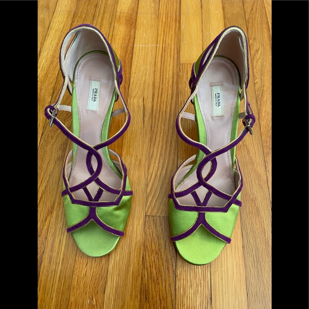 Prada Silk & Suede Wedge Heels
